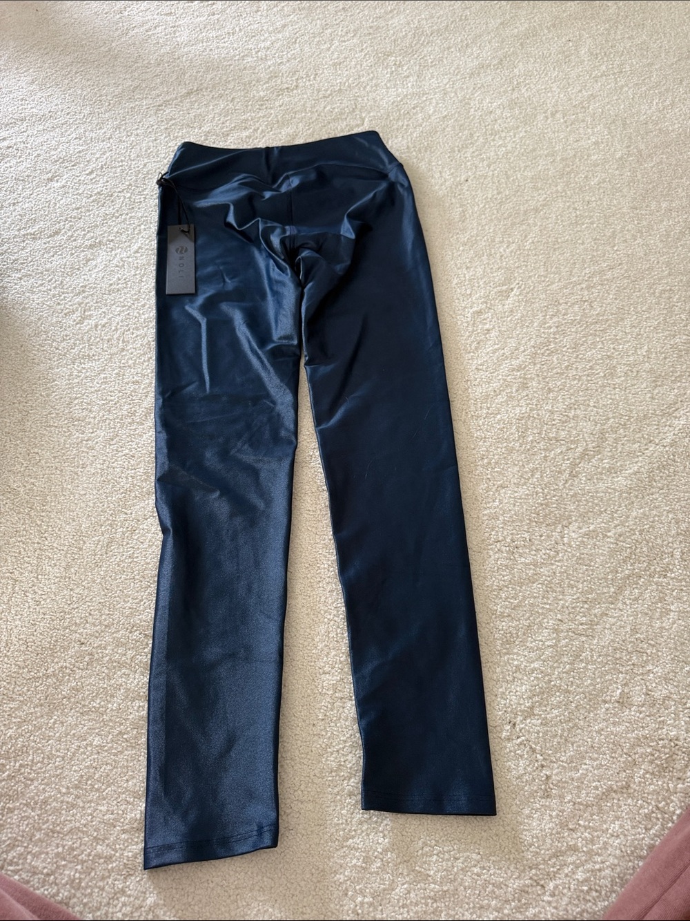 High-Rise Navy Faux-Leather Leggings - Picture 2 of 4